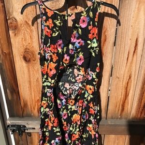 Frenchi Sundress, size L, black floral, open back